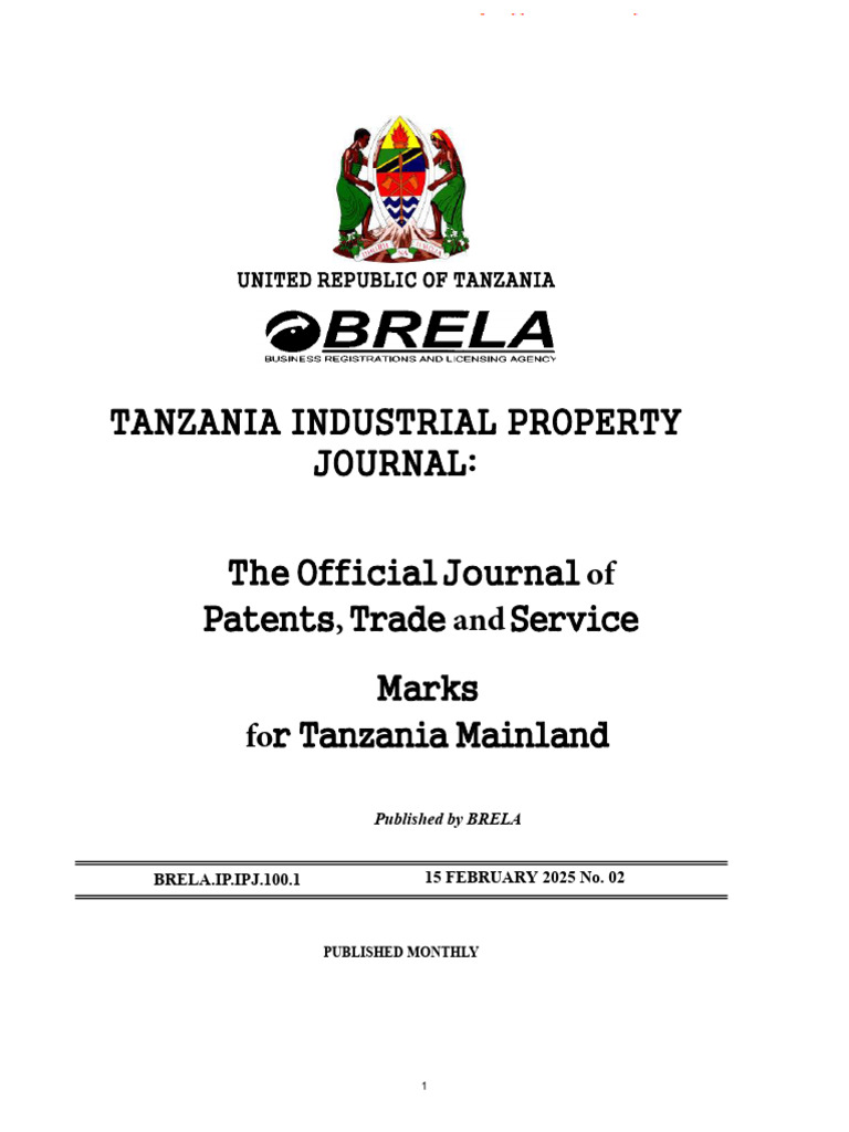 Tanzania Patents and Trade Marks Journal | PDF | Petroleum | Patent