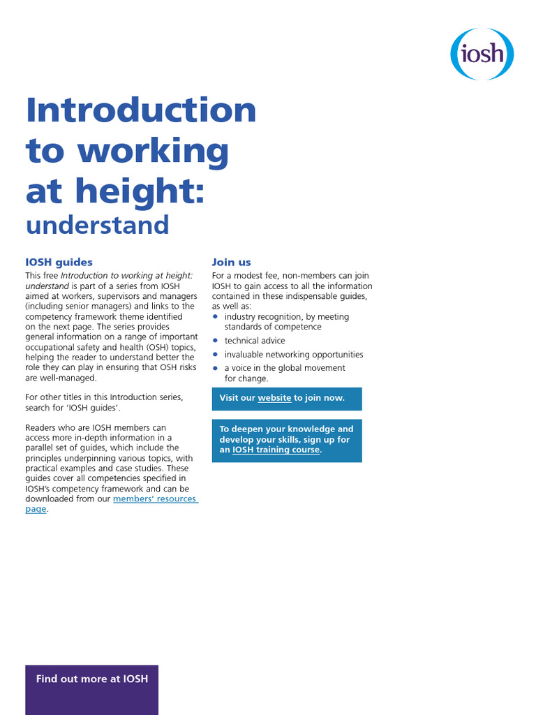 Working at Height Safety Guide | PDF | Risk | Risk Assessment