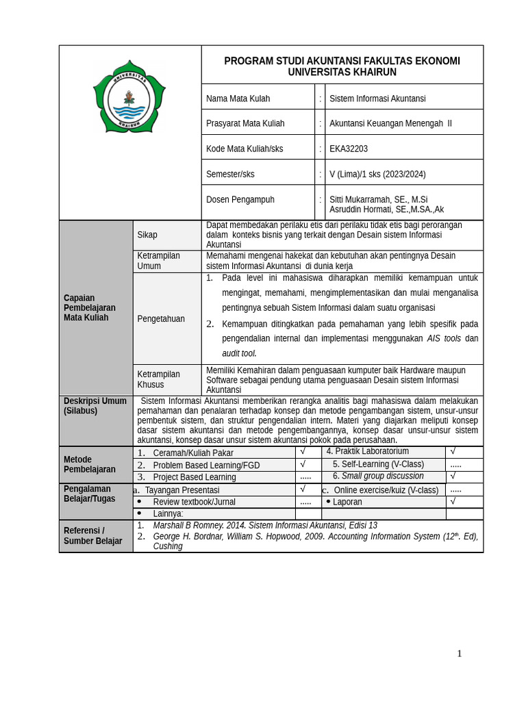 Sistem Informasi Akuntansi 2023 | PDF
