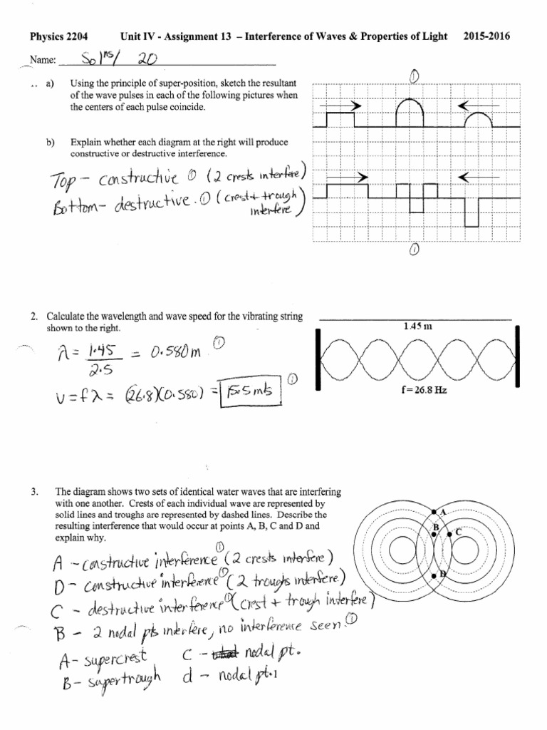 Unit - 4 - Wave Assignment 13 - Interference of Waves & Properties of ...