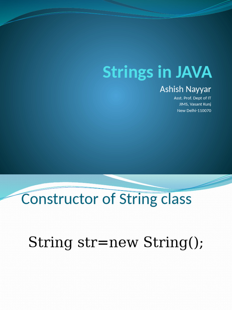 Strings in JAVA | PDF | String (Computer Science) | Computer Science