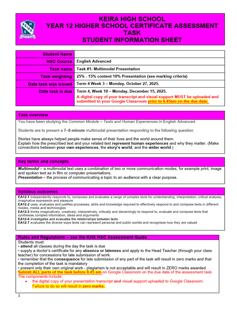 Common Module YR 12 Advanced Assessment Task | PDF | Rhetoric | Learning