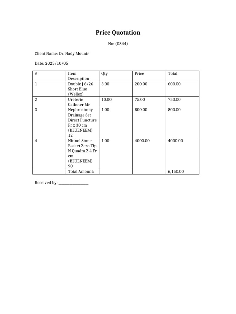 Price Quotation 0844 | PDF