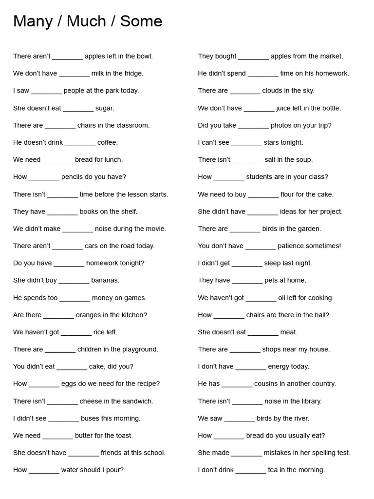 Many Much Some | PDF | Western Cuisine | Food And Drink Preparation