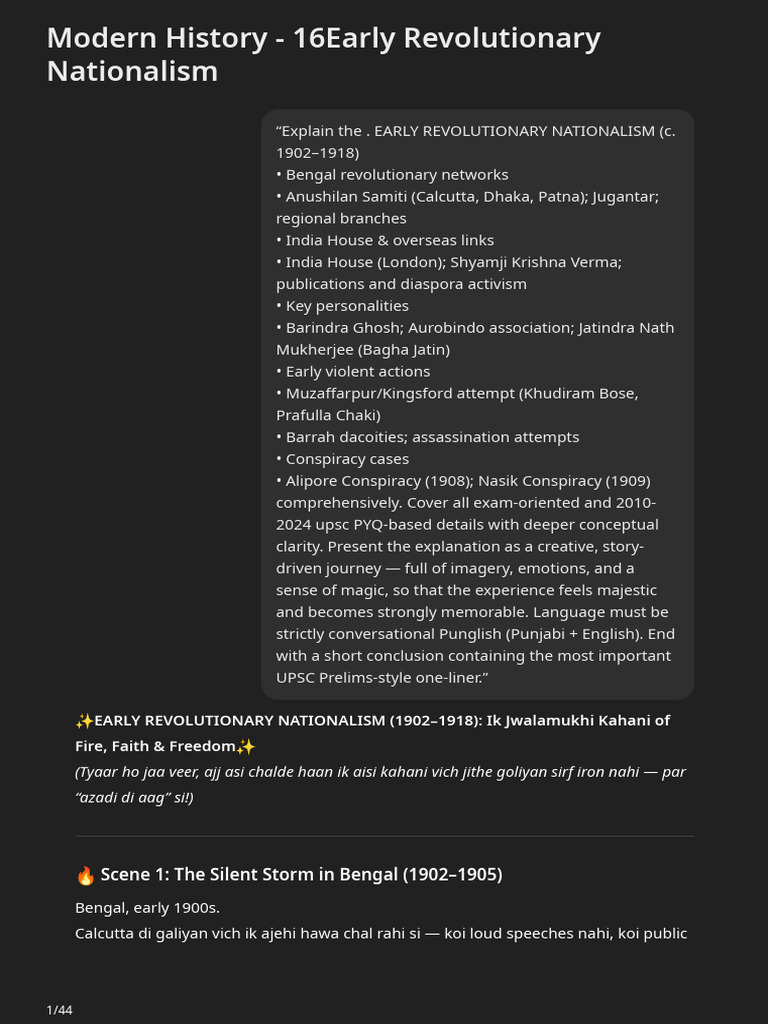 Modern History - 16early Revolutionary Nationalism | PDF | Indian ...