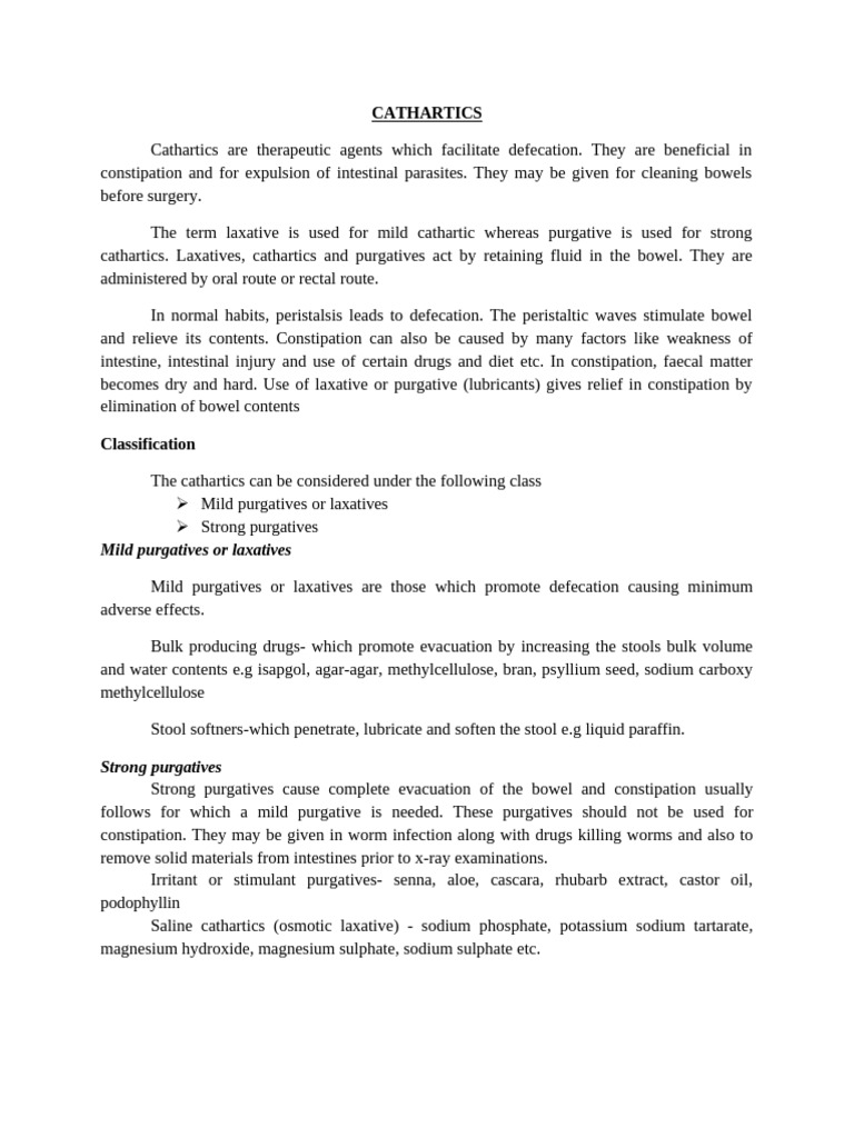 Cathartic s | PDF | Magnesium | Constipation