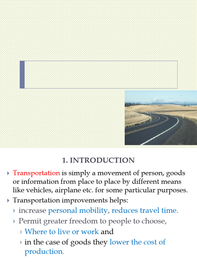 Chapter 1-Introduction To Transport System and Planning | PDF ...