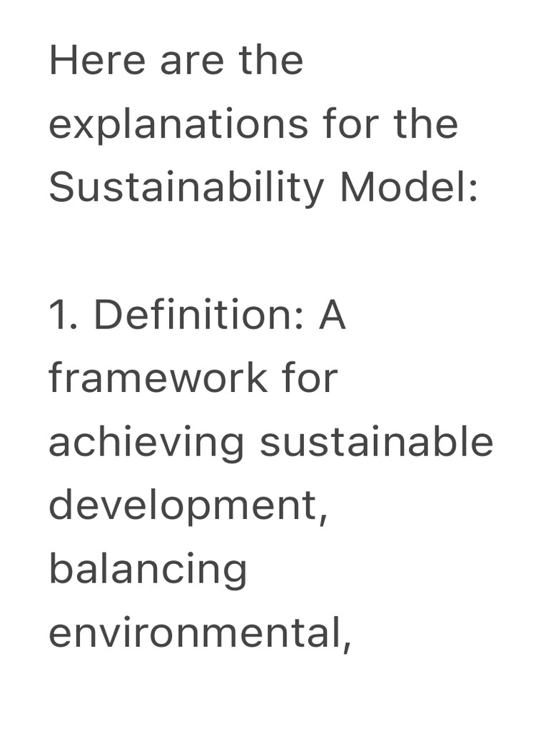 Understanding the Sustainability Model | PDF