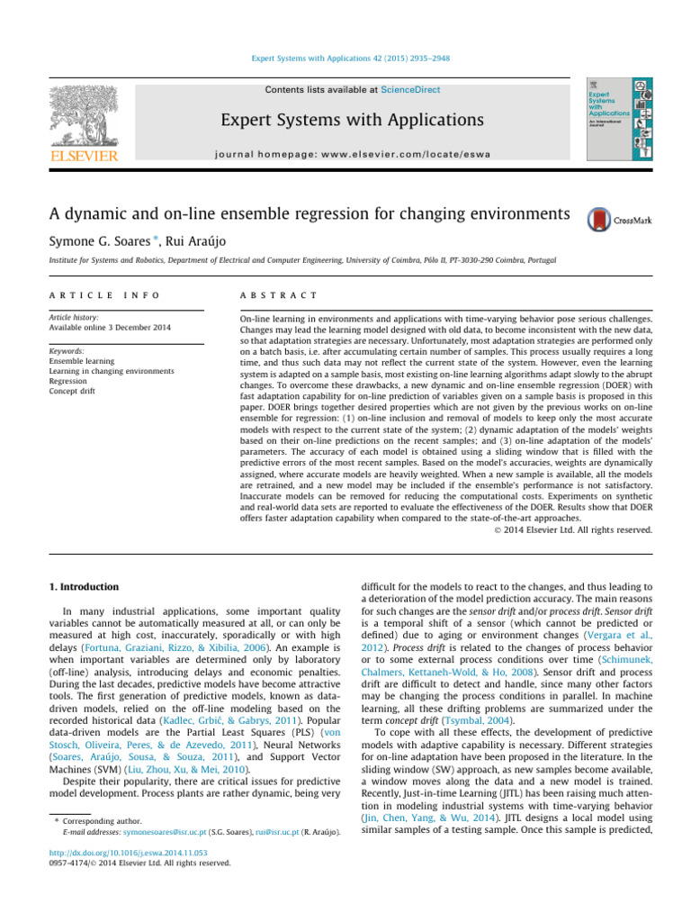 A Dynamic and On Line Ensemble Regression For CH 2015 Expert Systems ...