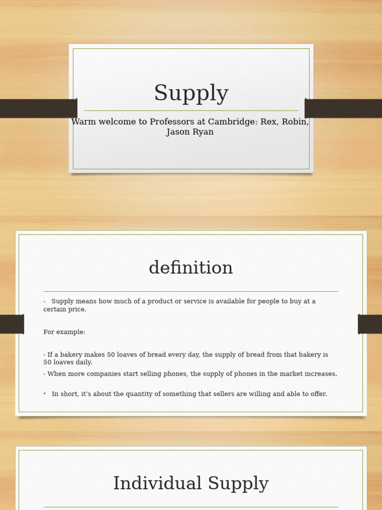 Understanding Supply: Concepts & Examples | PDF | Supply (Economics ...