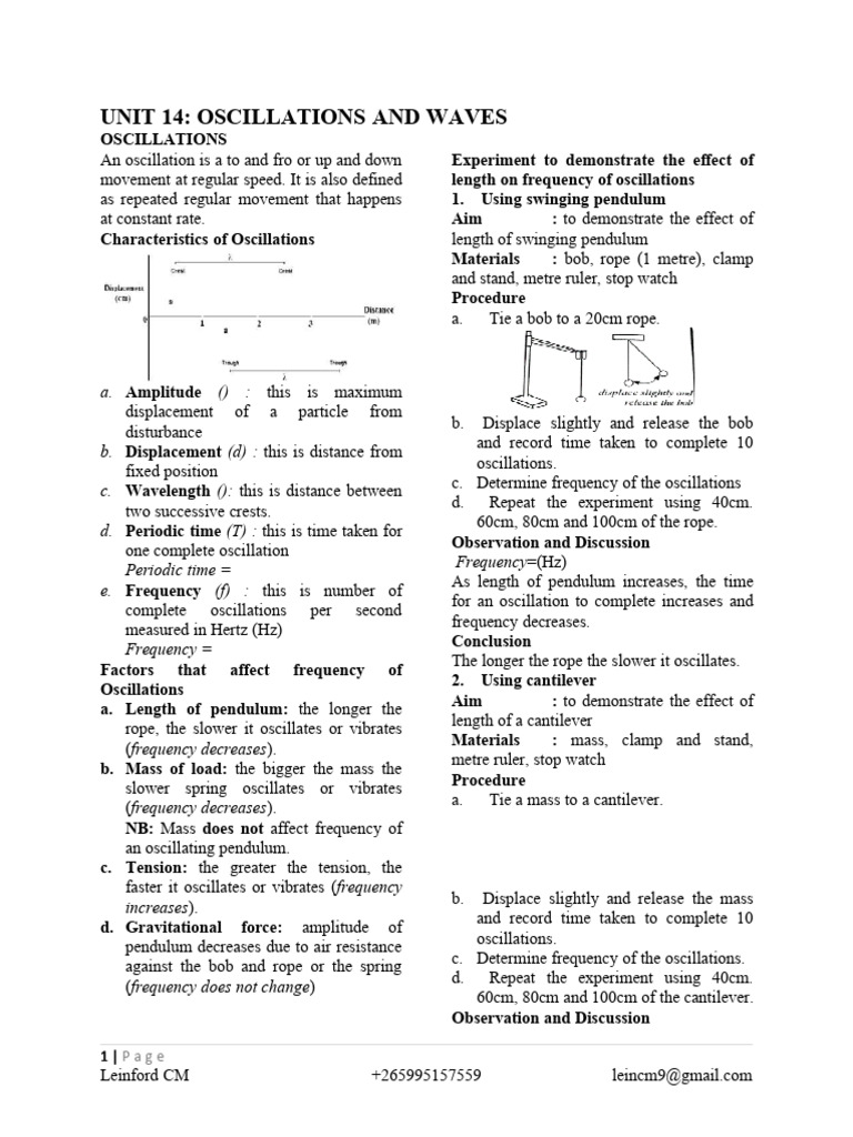 Oscillation and Waves New1.Docx | PDF | Waves | Refraction