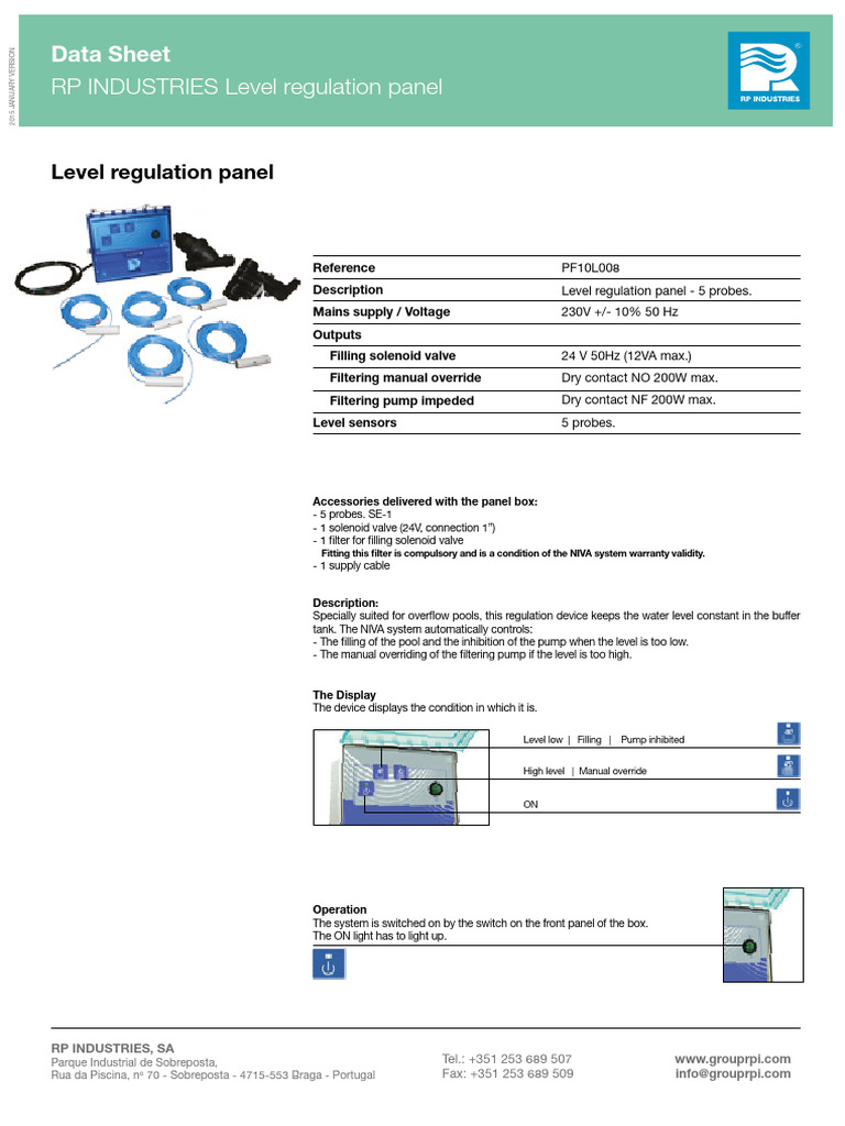 RP Industries Level Regulation Panel Guide | PDF | Switch | Mains ...
