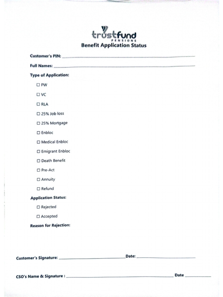 Benefit Application Status Form | PDF