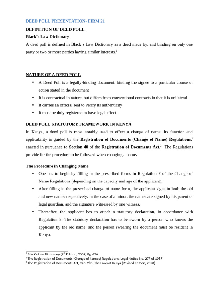 LWD Class C Firm 21 - Deed Poll (Final) | PDF | Common Law | Justice
