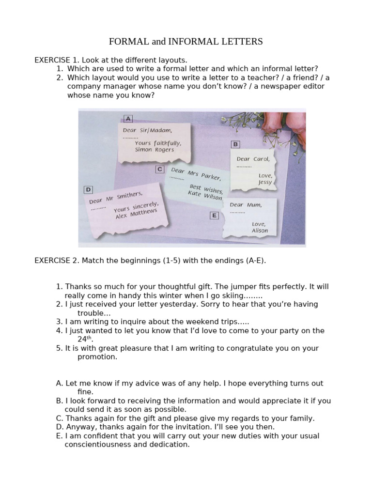Formal and Informal Lettersversion 2 | PDF