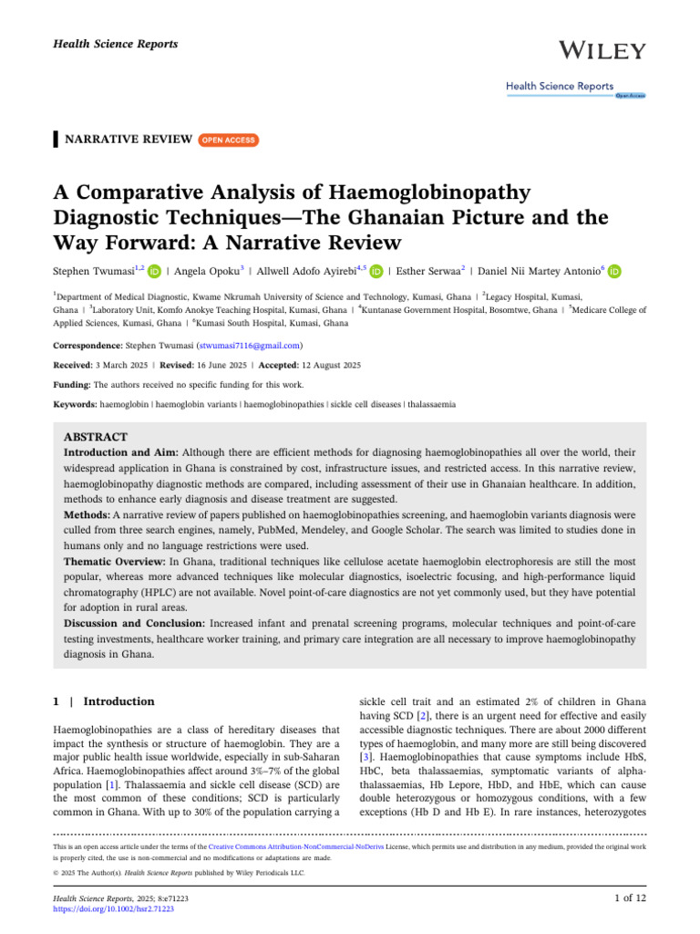 Comparative Analysis Hemoglobino Methods | PDF | Hemoglobin | High ...