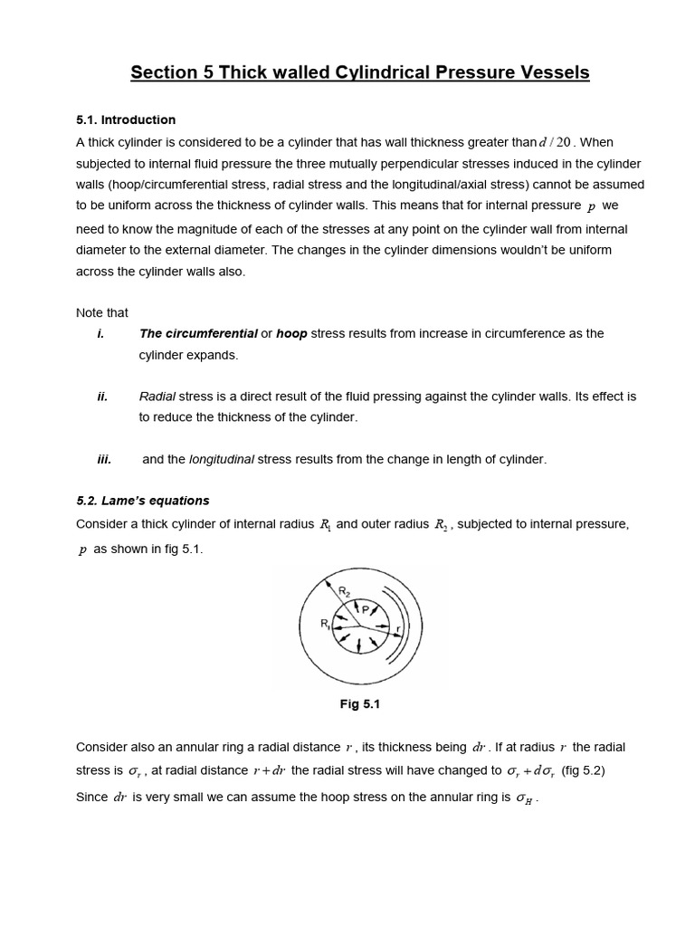 Thick Walled Cylinder Stress Analysis | PDF | Stress (Mechanics) | Physics