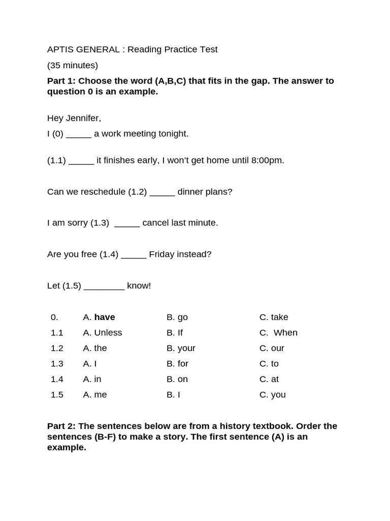 APTIS General Reading Test Practice | PDF | Occupational Burnout ...