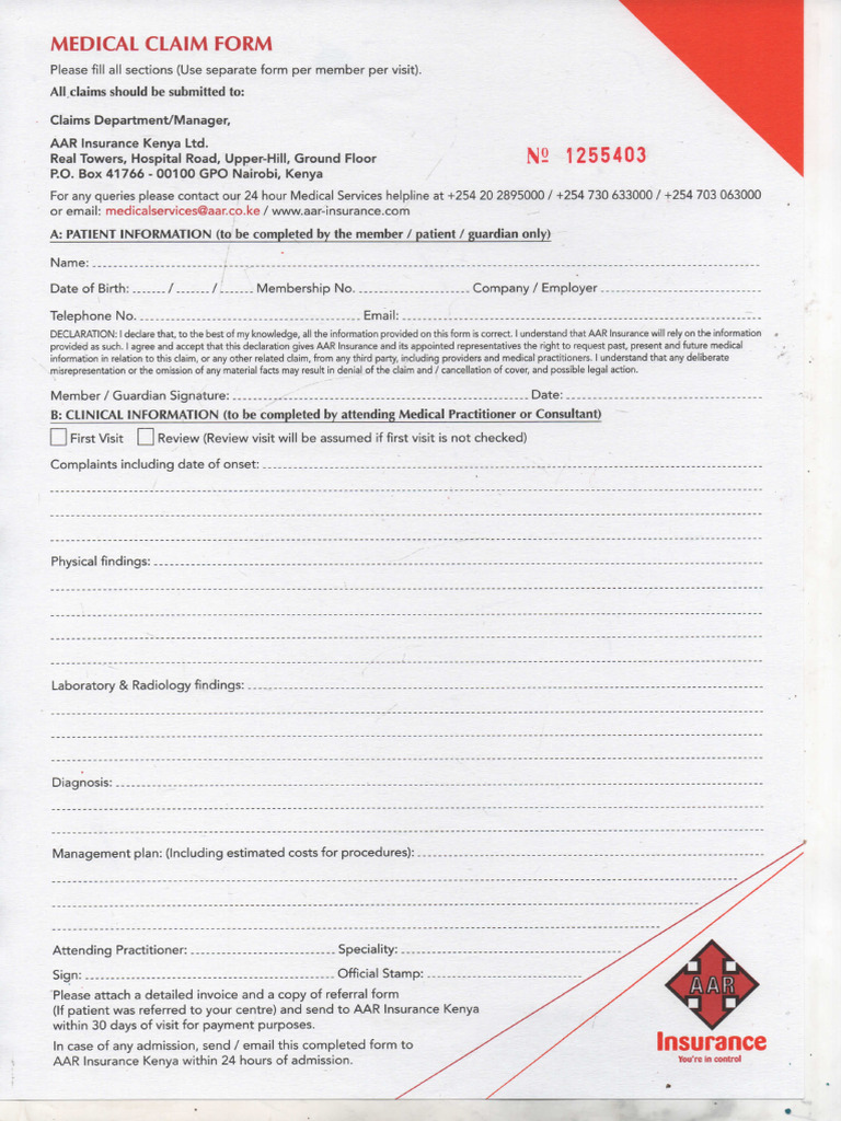 Aar Claim Form | PDF