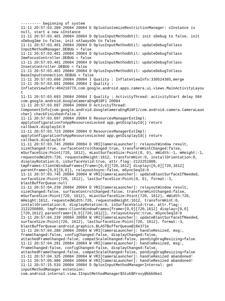 Camera Launcher Debug Log Analysis | PDF | Software | Computing