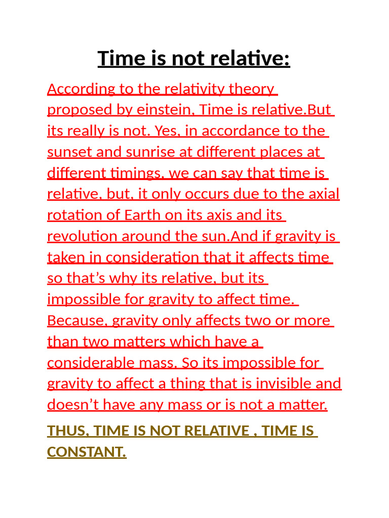 Time Is Constant, Not Relative | PDF