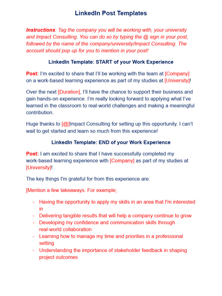 2.1 Student Linkedin Post Templates | PDF