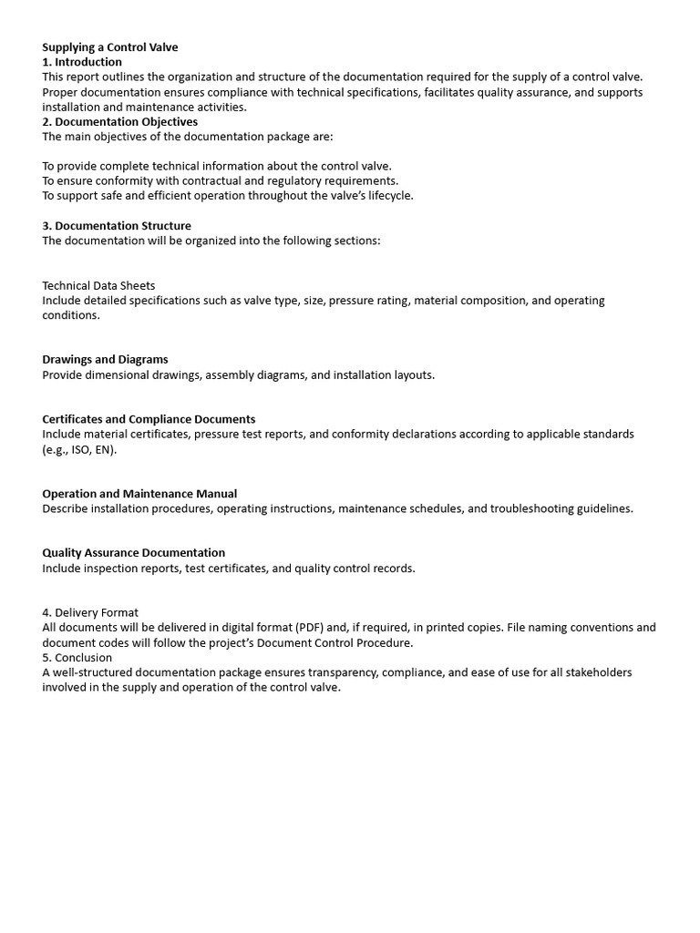 Control Valve Documentation Guide | PDF