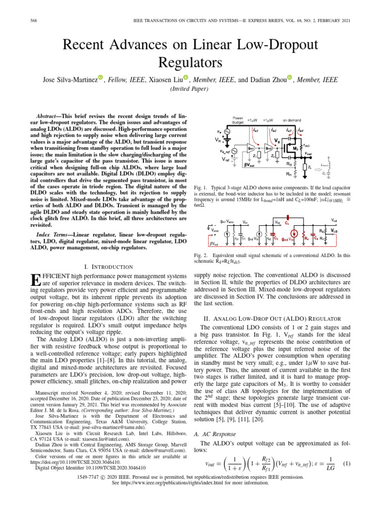 Advances in Linear Low-Dropout Regulators | PDF | Electrical ...