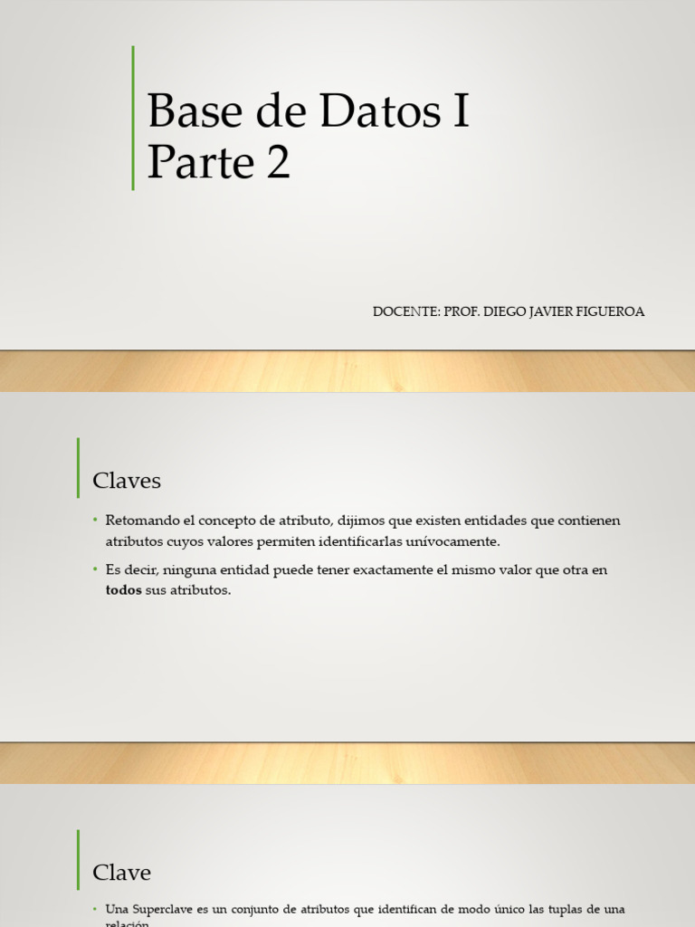 Base de Datos I Parte 2 | PDF