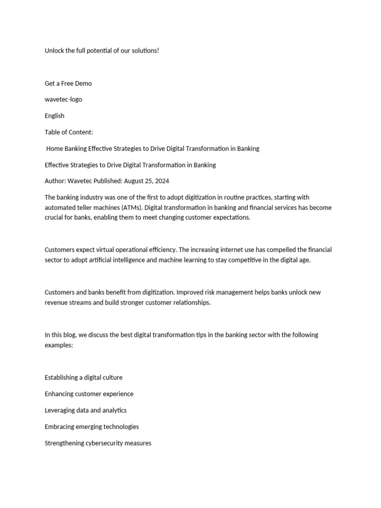 Digital Transformation Strategies for Banking | PDF | Computer Security ...