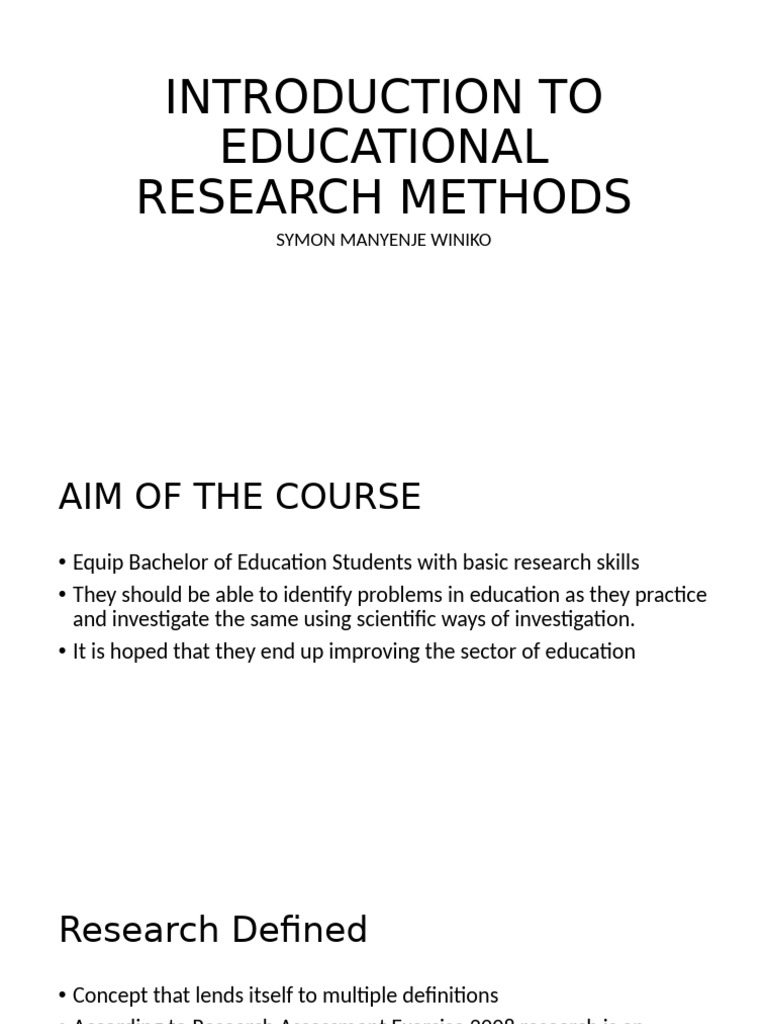 Lecture 1 - Introduction To Educational Research Methods | PDF ...