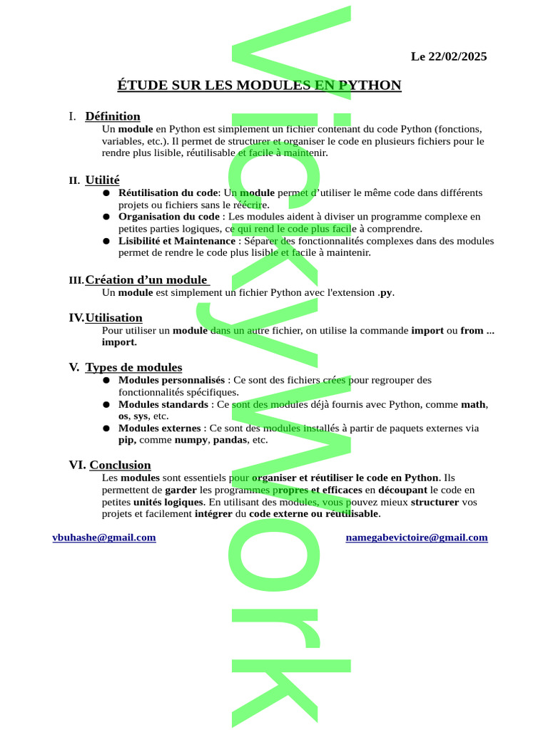 Guide des modules en Python : définition et utilité | PDF