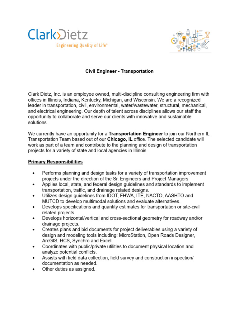 Transportation Engineer Position at Clark Dietz | PDF | Civil ...