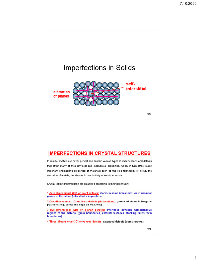Crystal Defects and Imperfections Explained | PDF | Dislocation ...