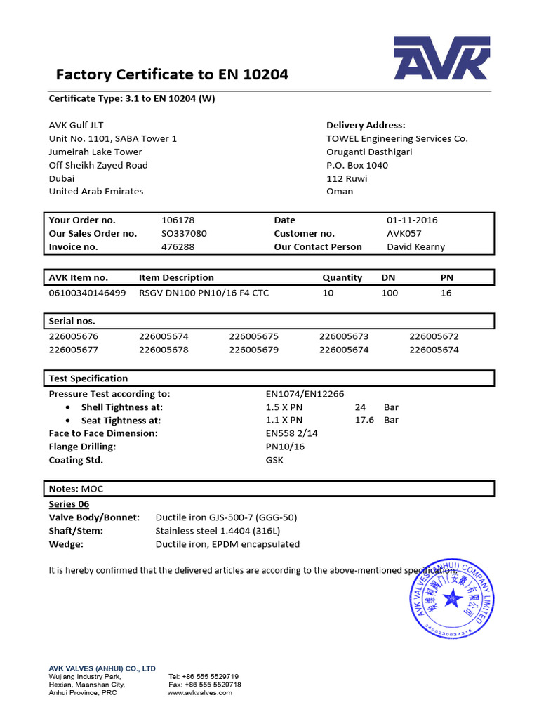 Sample - Cert - Type 3.1 (Anhui) | PDF