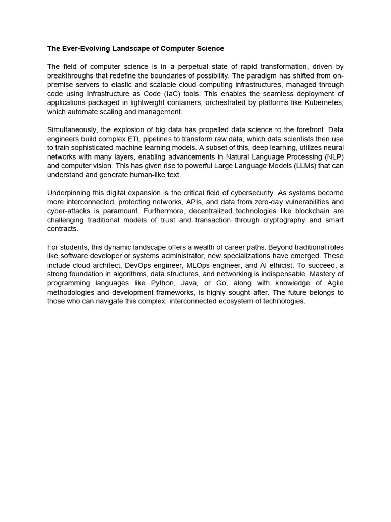 The Ever-Evolving Landscape of Computer Science - 121726 | PDF