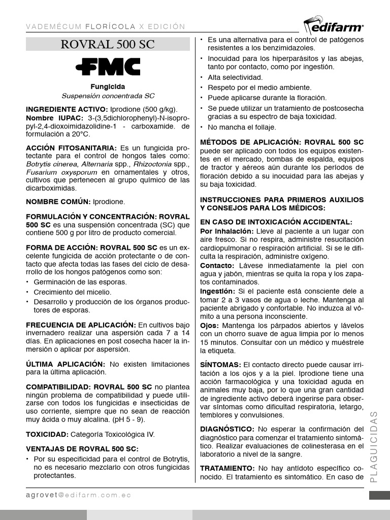 Fungicida Rovral 500 SC: Uso y Aplicación | PDF | Agua