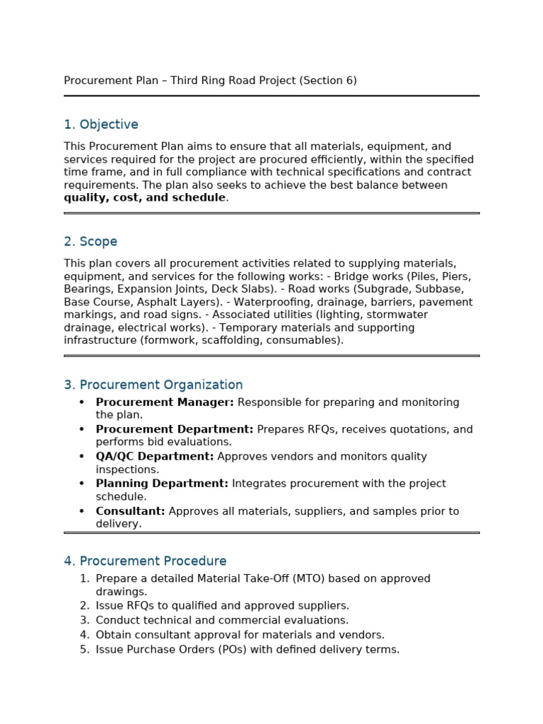 Procurement Plan En | PDF | Procurement | Road