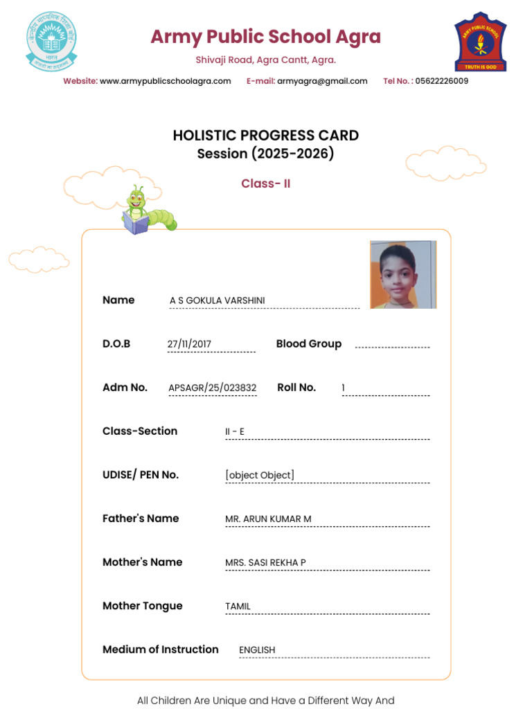 Varshini Report Card | PDF | Cognitive Development | Knowledge