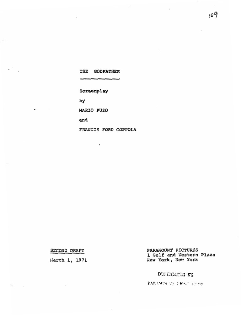 GODFATHER, The (1972) by Mario Puzo & Francis Ford Coppola [1971!3!1] | PDF