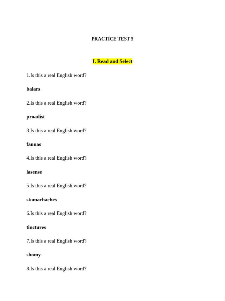 Practice Test 5 | PDF
