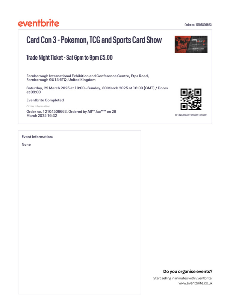 Card Con 3 Event Order Details | PDF