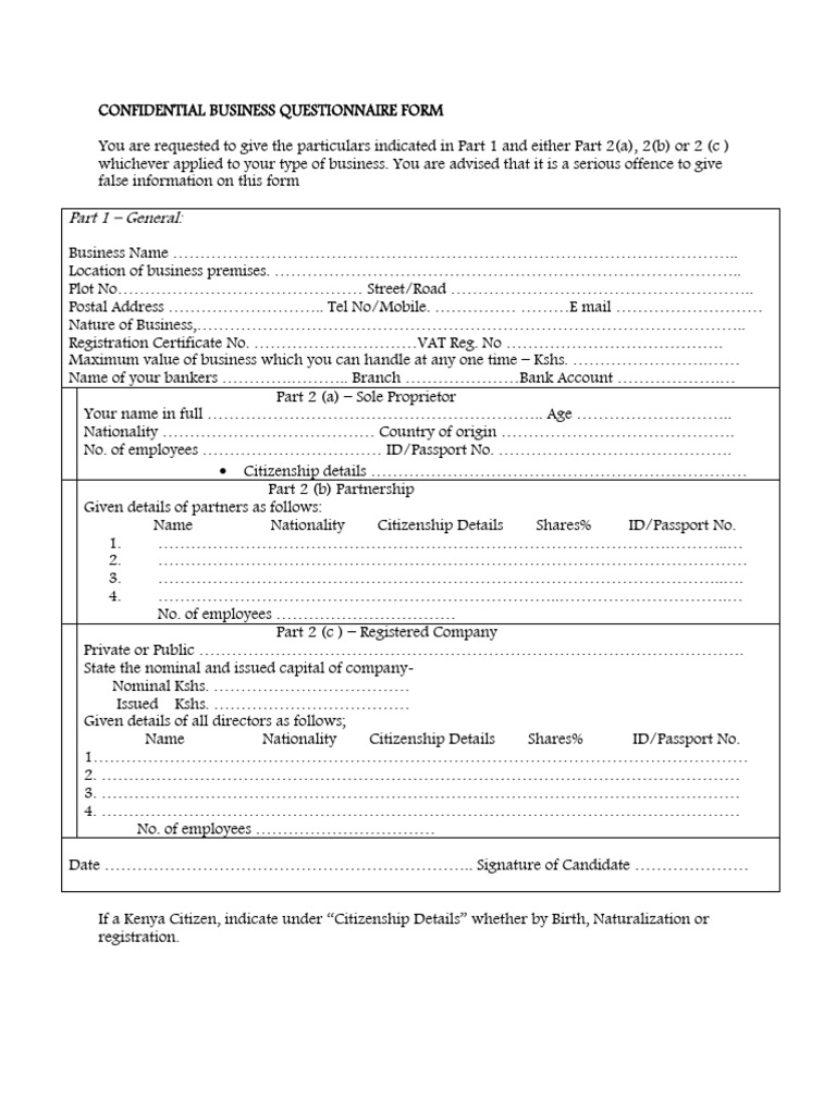 Photo inspiration: Gallery Detail: Confidential Business Questionnaire Form