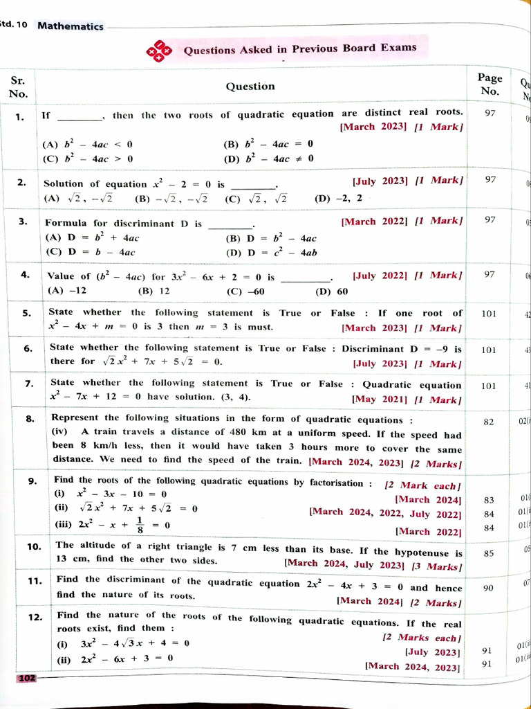 Maths Chapter - 4 (Std-10) | PDF