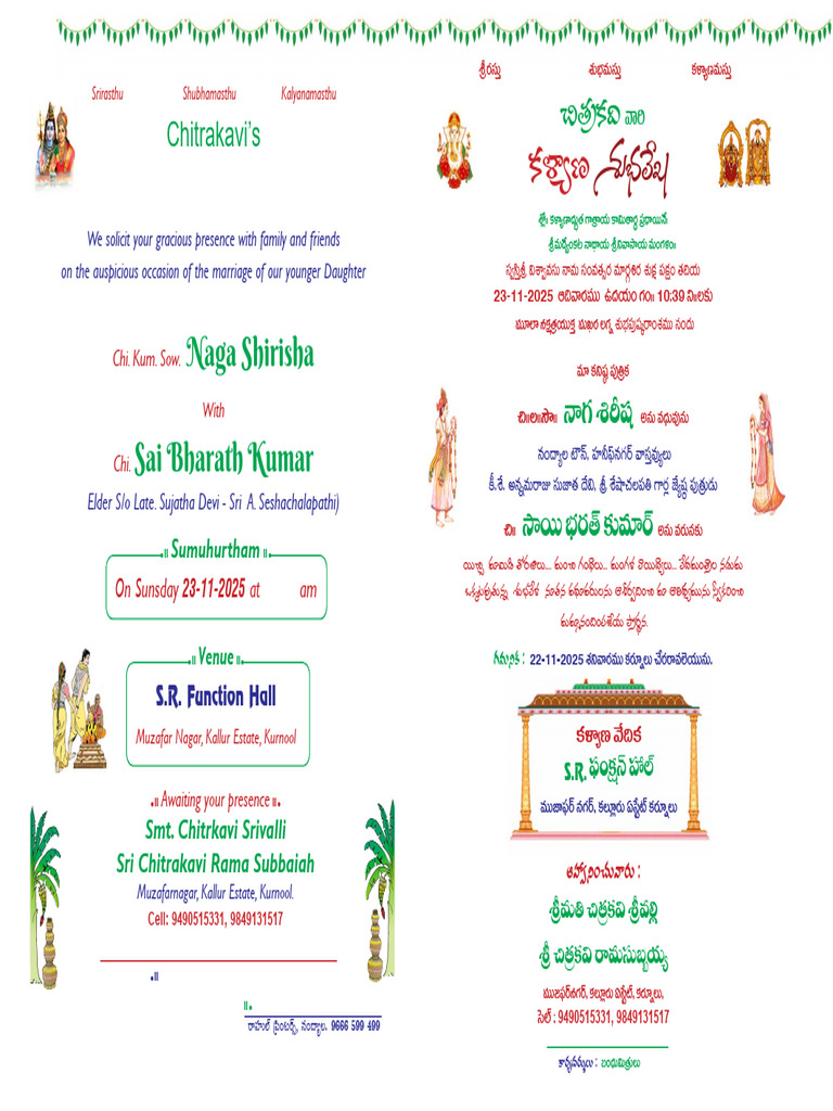 Wedding Invitation for Rama Subbaiah | PDF
