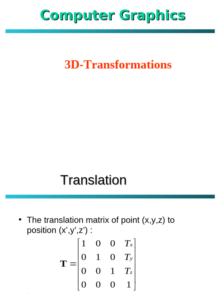 3D Transformations in Computer Graphics | PDF | Cartesian Coordinate ...