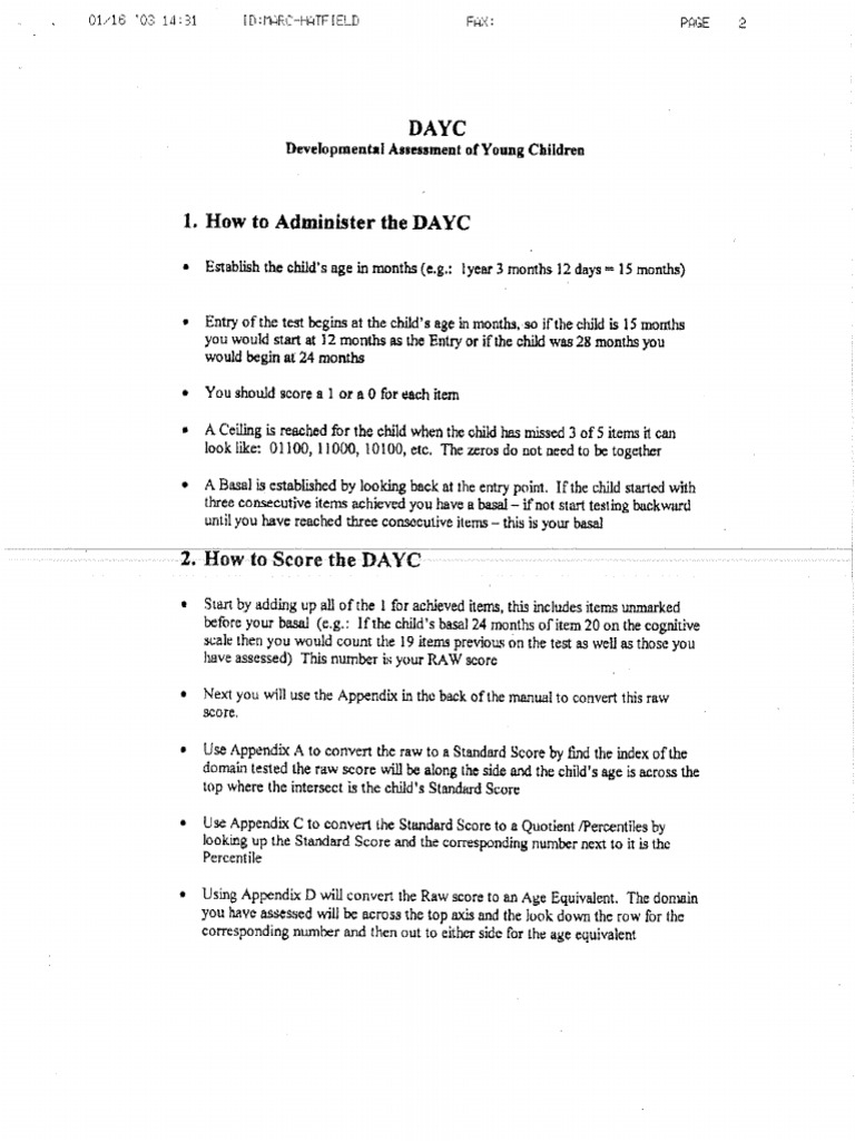 DAYC How To Administer | PDF