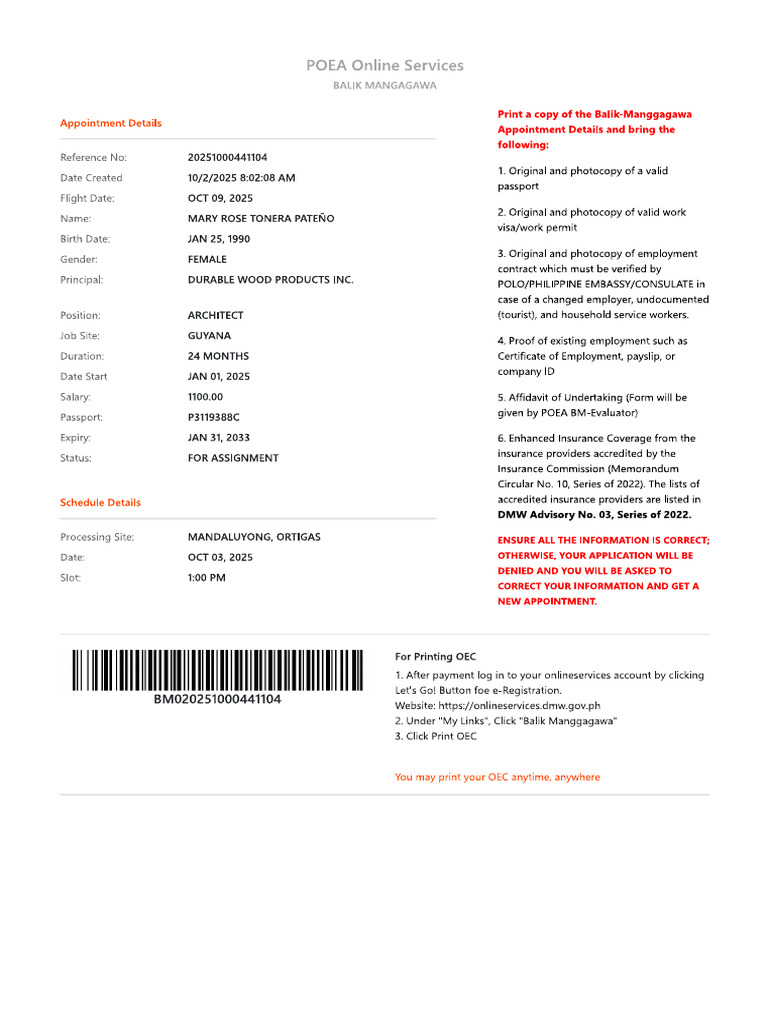 BM Appointment | PDF