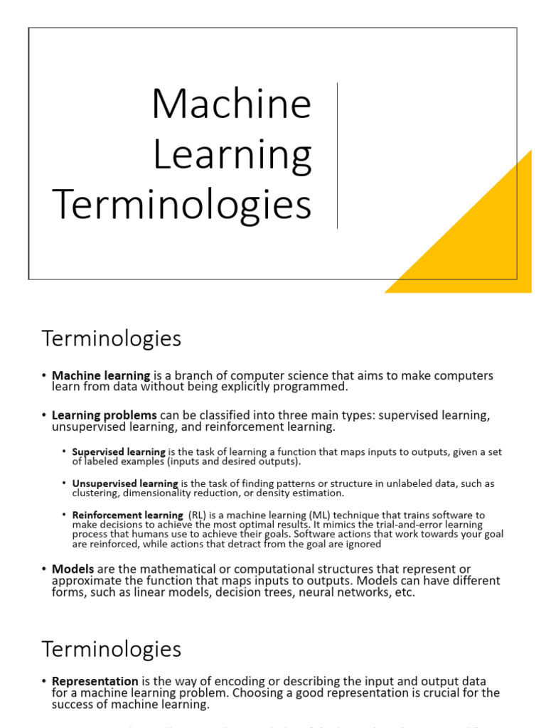Lecture 1 Machine Learning Terminologies | PDF | Machine Learning ...