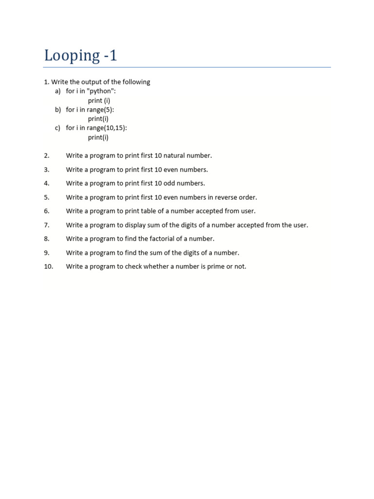 Looping 1 | PDF